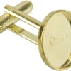 Gold Plated Cufflink With Millgrain Cup 15mm Round Pack of 6