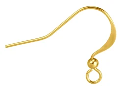 Gold Plated Flat Earring Hook Wire And Bead Pack of 10