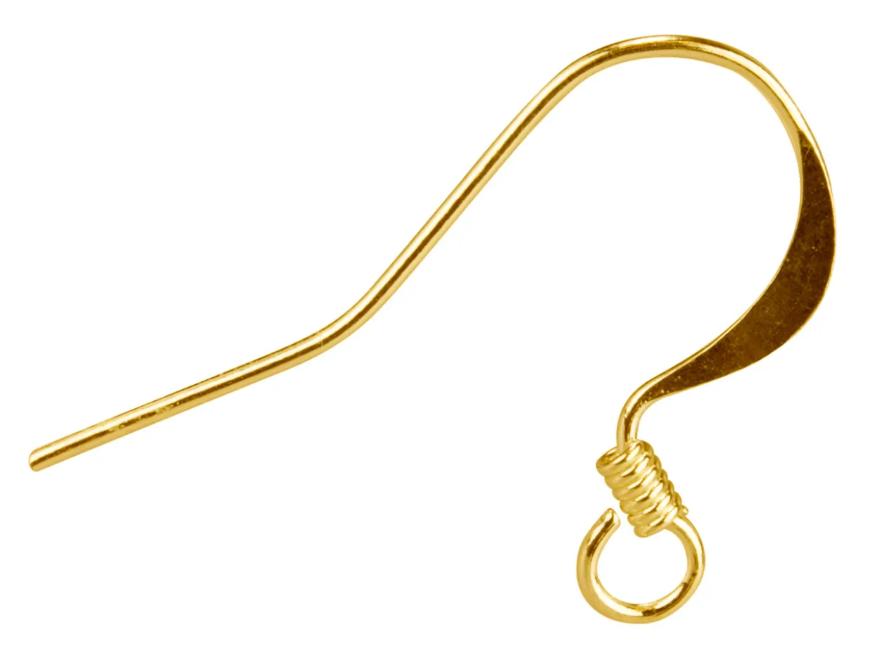 Gold Plated Flat Earring Hook Wire Pack of 10