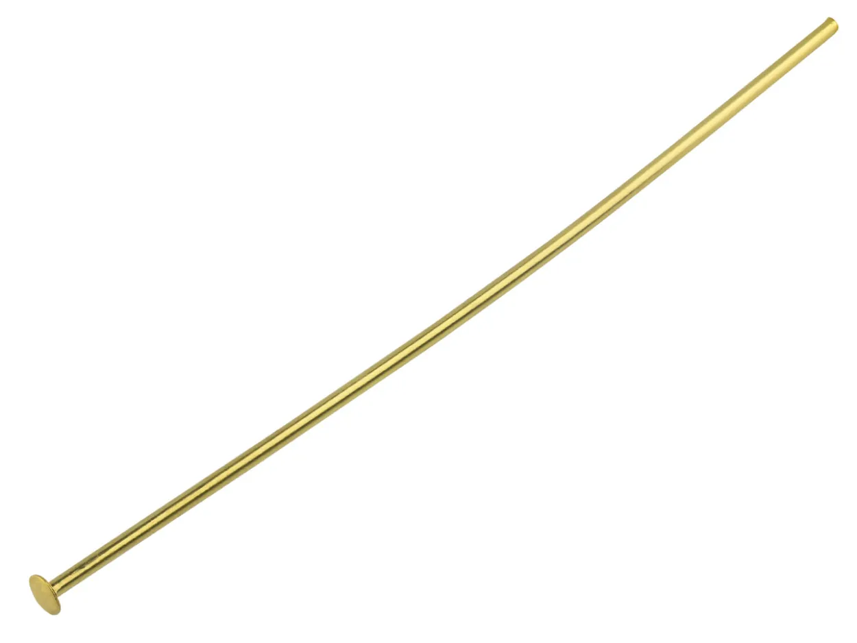 Gold Plated Head Pins 50mm Pack of 50