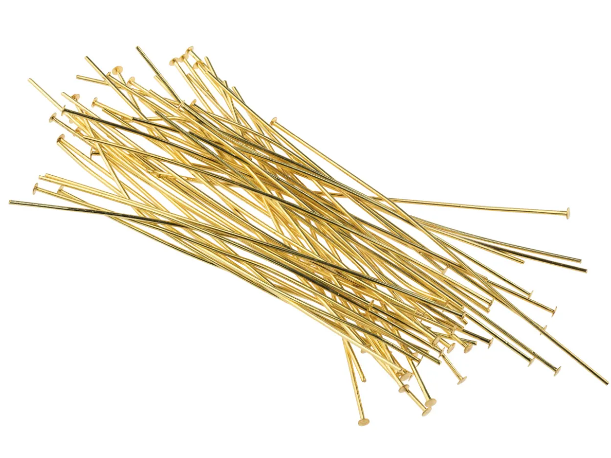 Gold Plated Head Pins 75mm Pack of 50