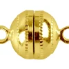 Gold Plated Magnetic Clasps Round Pack of 6