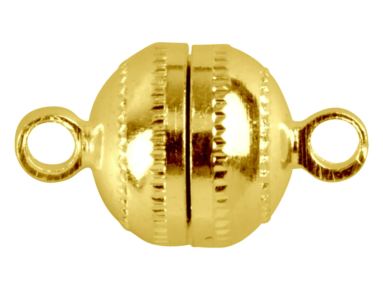 Gold Plated Magnetic Clasps Round Pack of 6