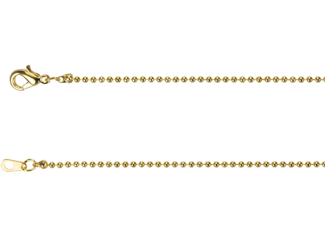 Gold Plated 1.5mm Ball Chain 18"/45cm Unhallmarked