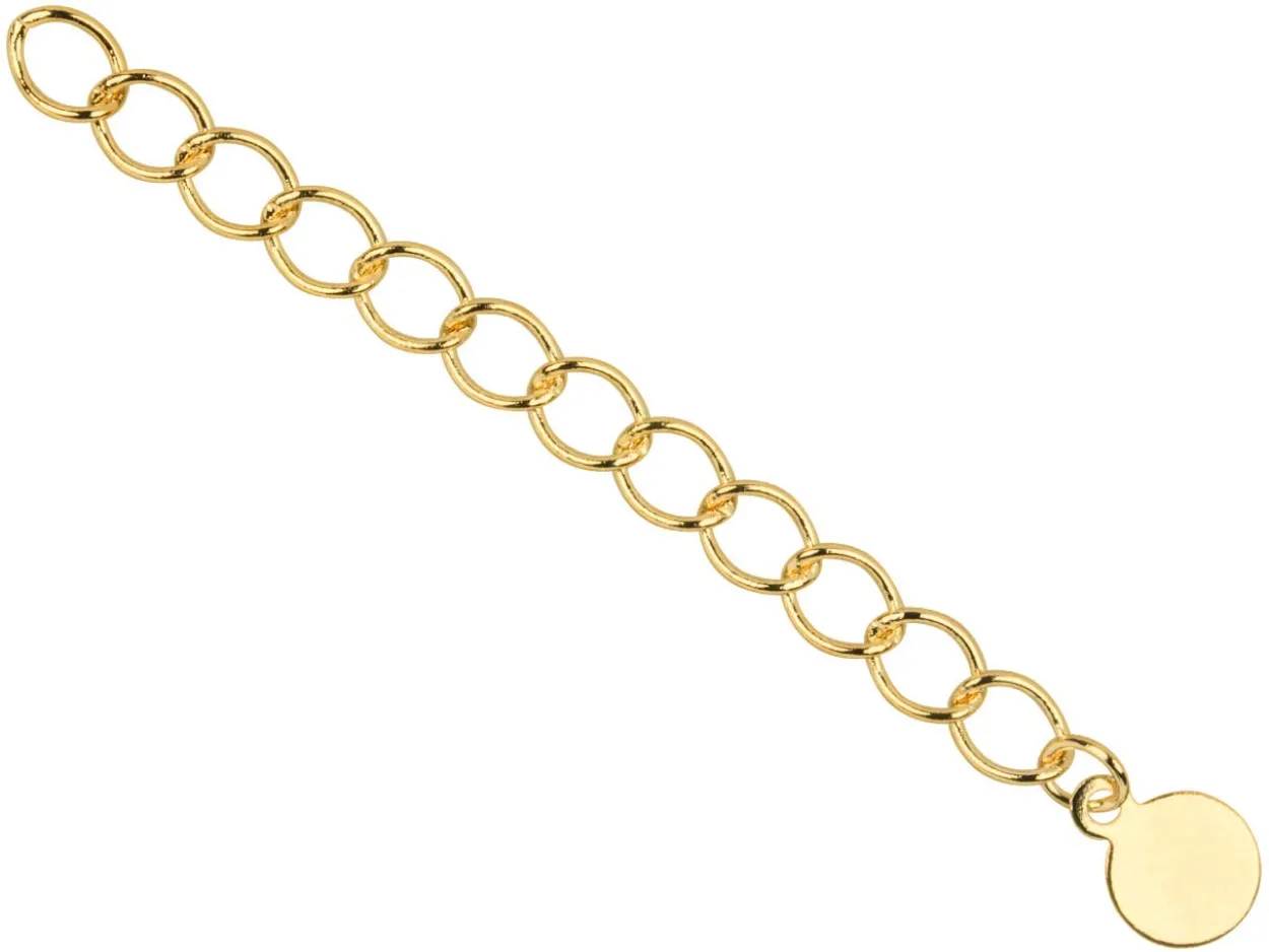 Gold Plated 4.5mm Extension Chain 3.3"/8.5cm With Round Dropper Pack of 5 Unhallmarked