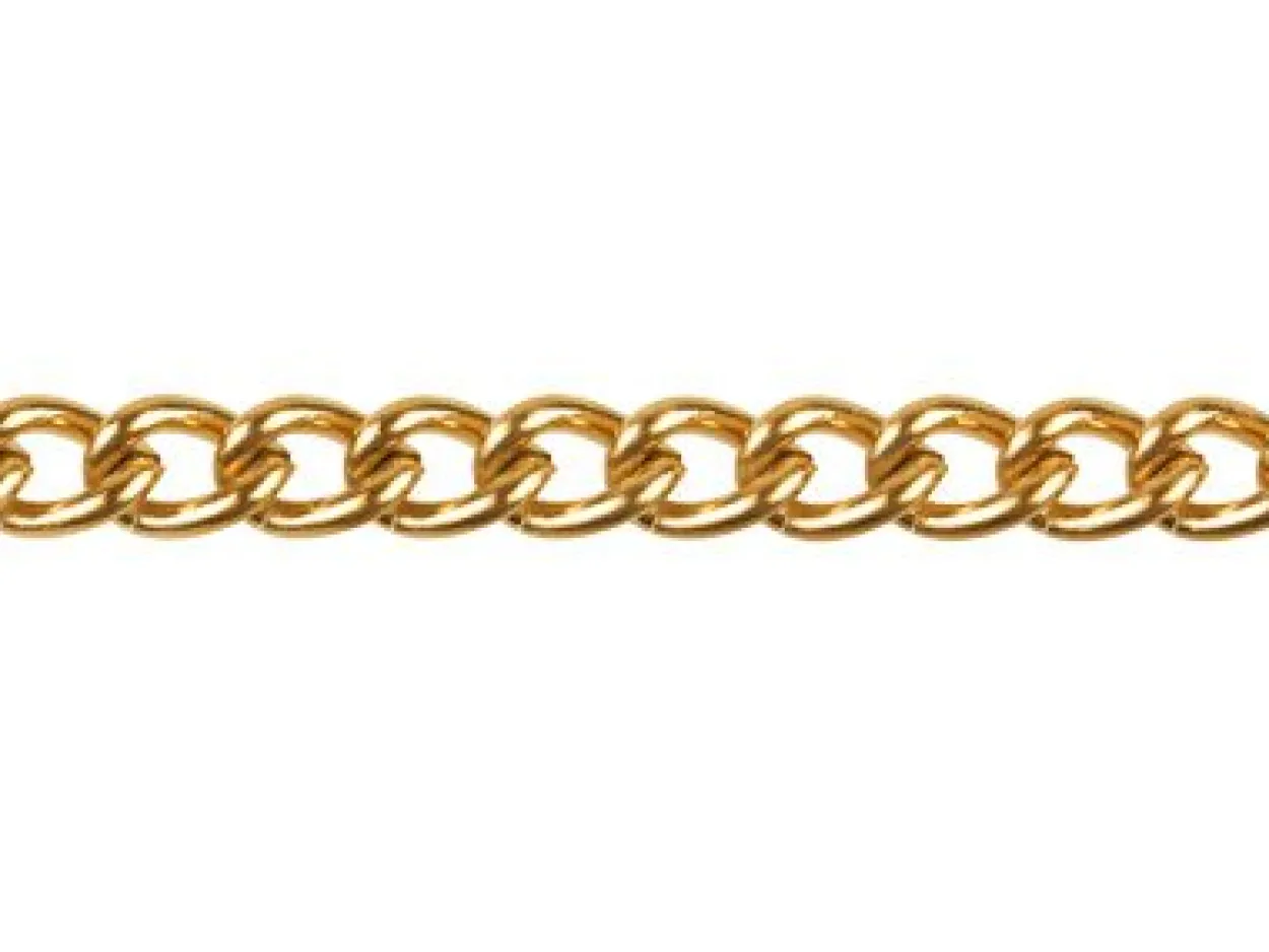 Gold Plated 4.4mm Open Curb Chain Loose 1 Metre Length Unhallmarked