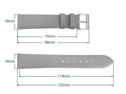 Grey Genuine Calf Leather Watch Strap, 18mm