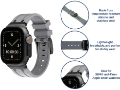 Grey Silicone Strap For Apple Watch, Compatible With 38/40/41mm Models