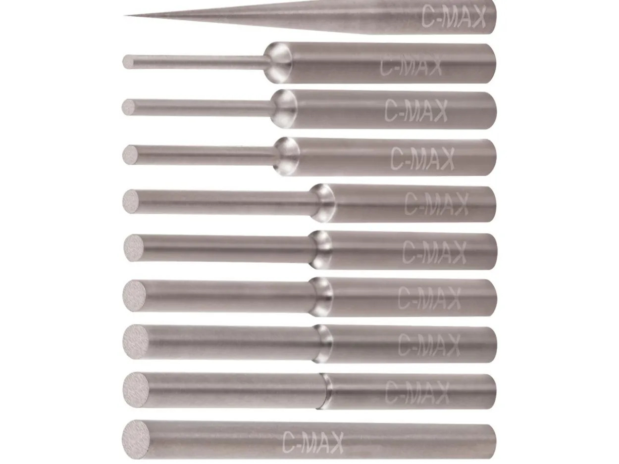 GRS® C-Max Carbide Stepped Round Graver 10 Piece Set