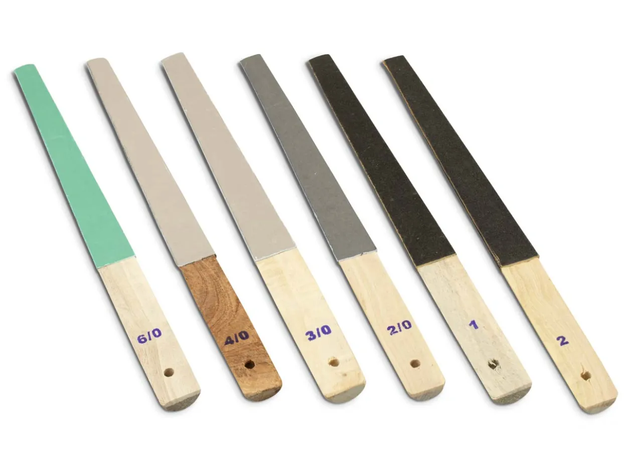 Half Round Emery Stick Set, 152mm X 234mm, 6/0, 4/0, 3/0, 2/0, 1 And 2 Grit