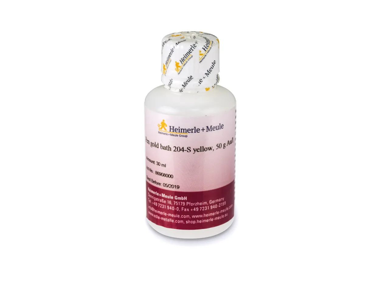 Heimerle + Meule Gold Pen Plating Solution 204-s Yellow 30ml Un1935