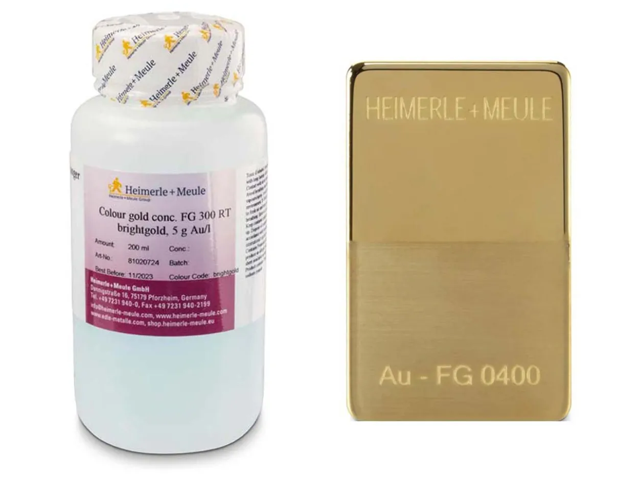 Heimerle + Meule Gold Plating Concentrate Fg 300 Rt Flash , Yellow, 1g Au/200ml, 200ml, Un1935