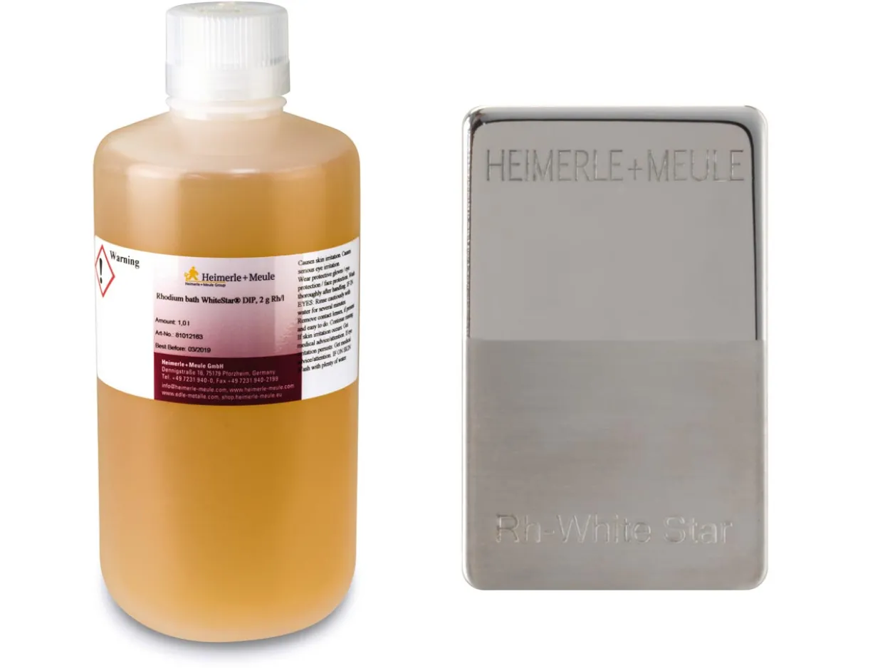 Heimerle + Meule Rhodium Plating Bath White Star Ready Mix 1 Litre 2g Rh/l UN3264