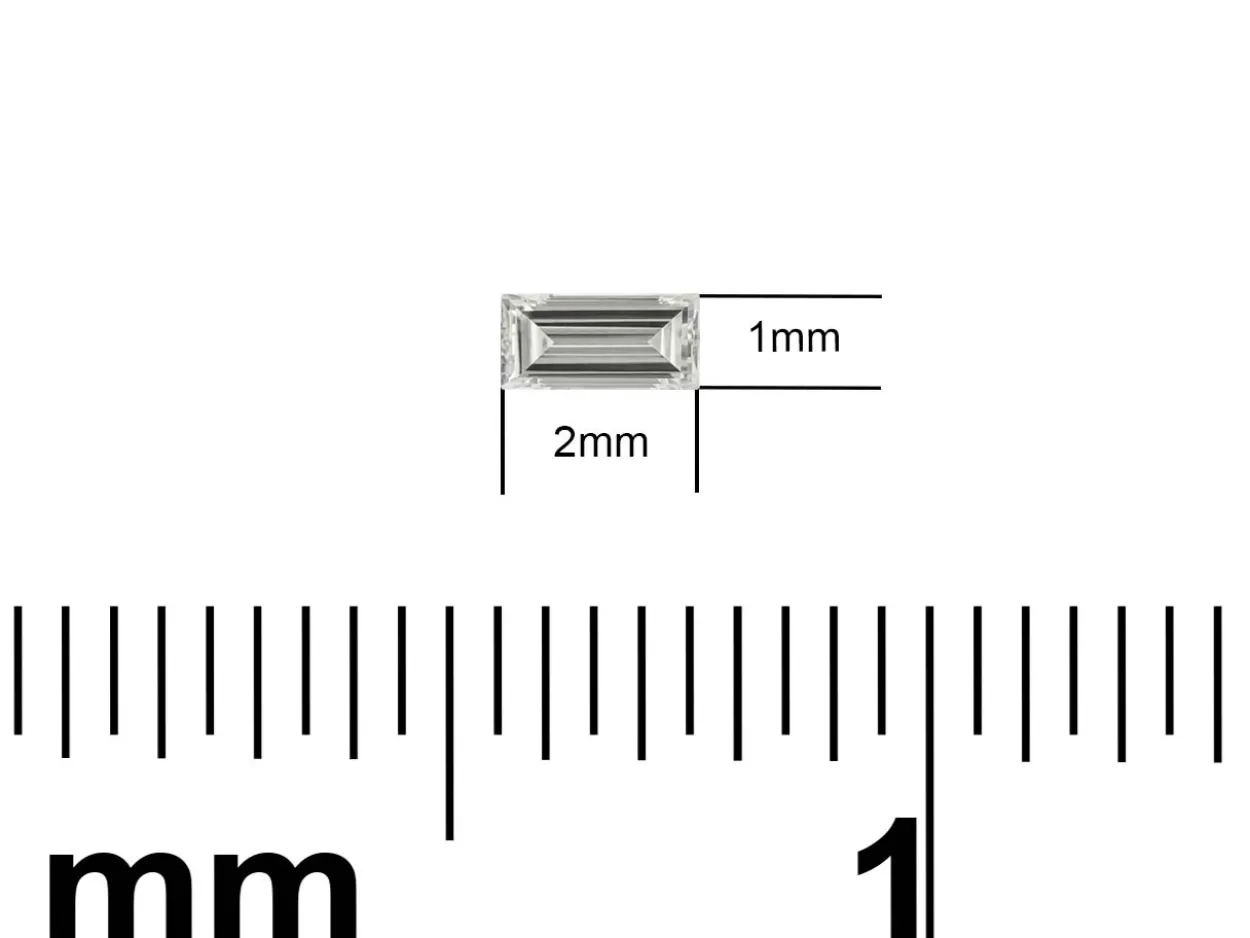 Lab Grown Diamond 0.01ct, Baguette Cut, D Colour Vs Clarity, 2x1mm
