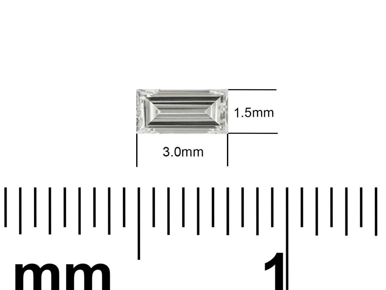 Lab Grown Diamond 0.05ct, Baguette Cut, D Colour Vs Clarity, 3x1.5mm