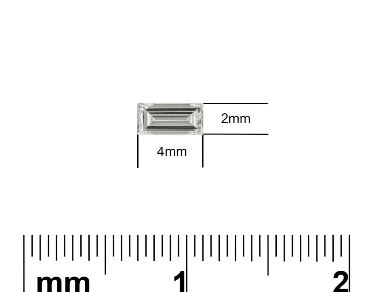 Lab Grown Diamond 0.11ct, Baguette Cut, D Colour Vs Clarity, 4x2mm