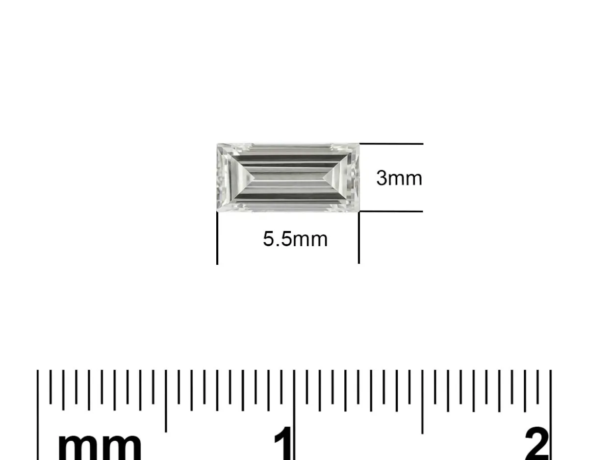Lab Grown Diamond 0.38ct, Baguette Cut, D Colour Vs Clarity, 5.5x3mm