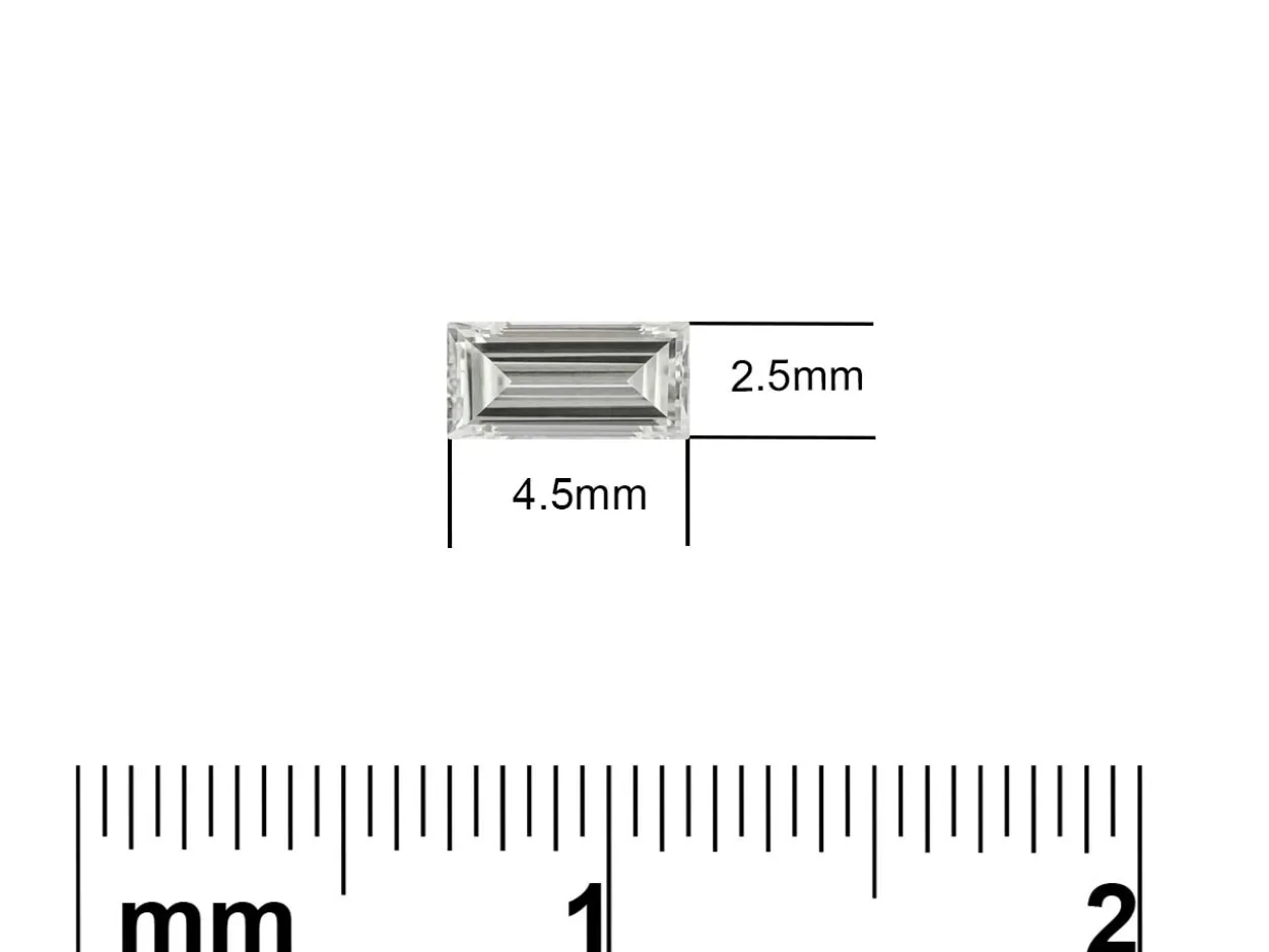 Lab Grown Diamond 0.18ct, Baguette Cut, D Colour Vs Clarity, 4.5x2.5mm