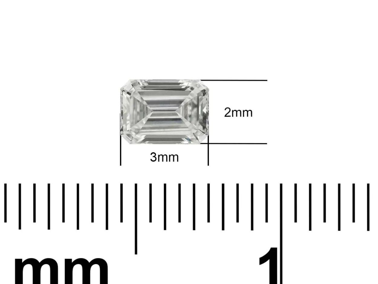 Lab Grown Diamond 0.10ct, Emerald Cut, D Colour Vs Clarity, 3x2mm