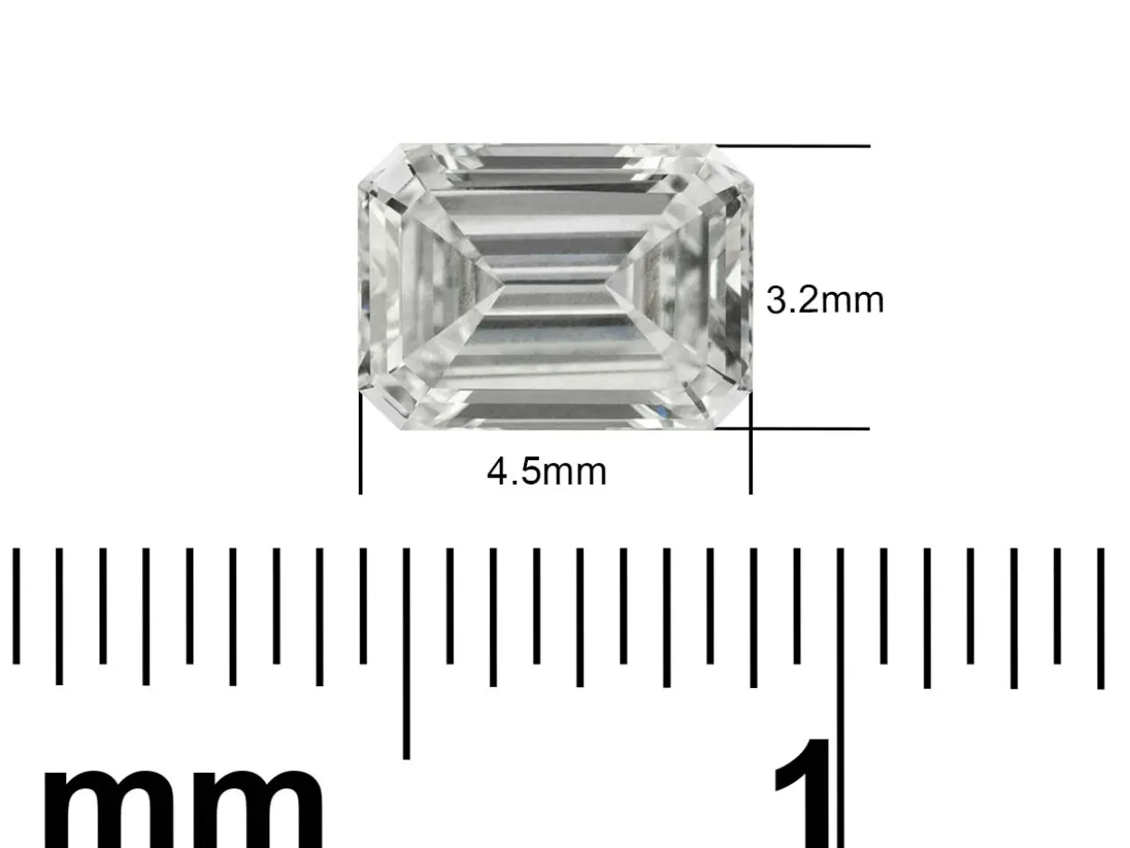 Lab Grown Diamond 0.30ct, Emerald Cut, D Colour Vs Clarity, 4.5x3.2mm