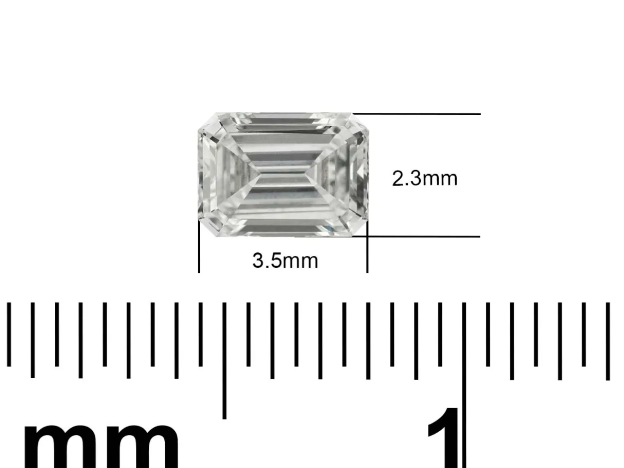 Lab Grown Diamond 0.15ct, Emerald Cut, D Colour Vs Clarity, 3.5x2.3mm