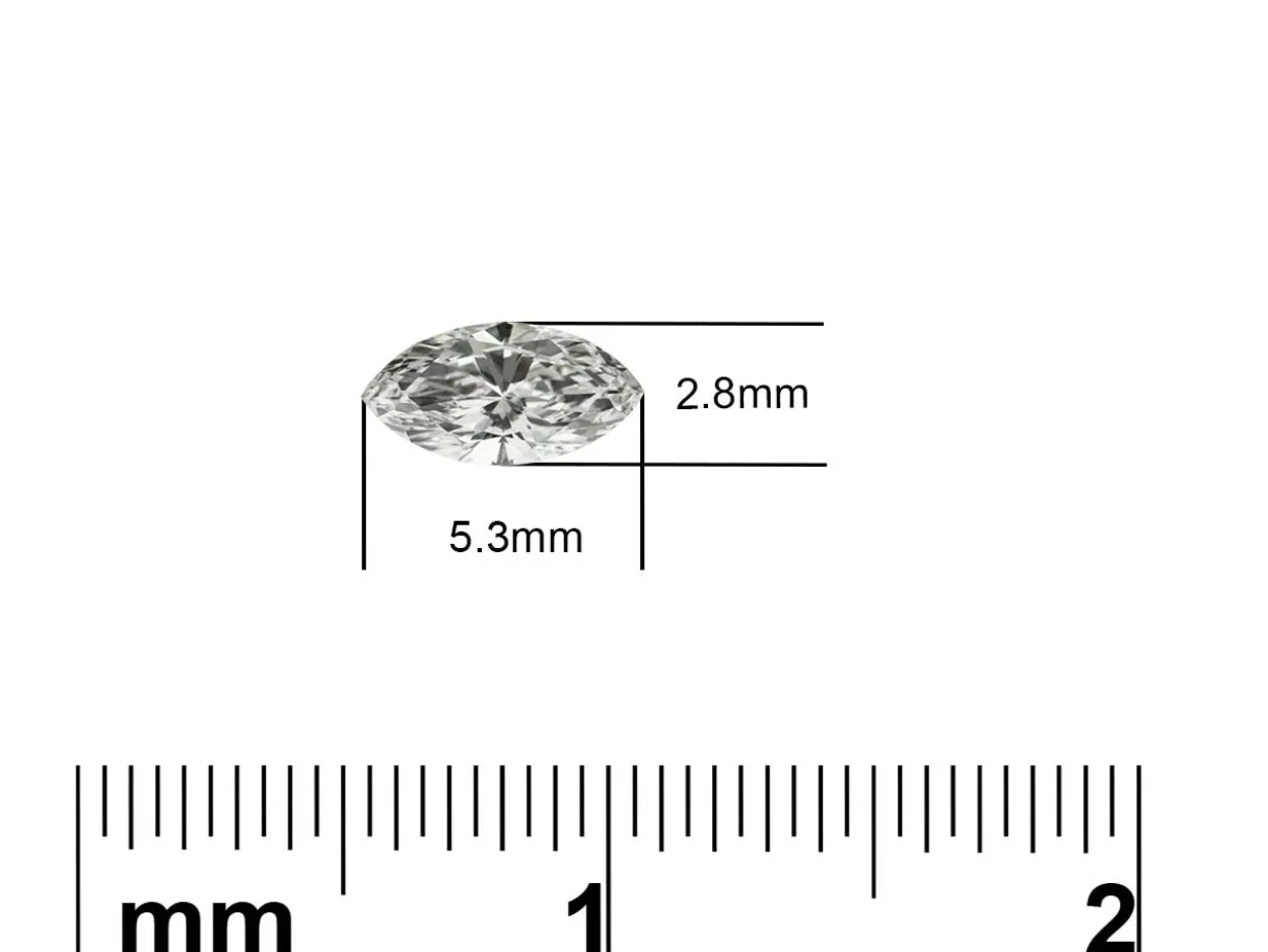 Lab Grown Diamond 0.15ct, Marquise Cut, D Colour Vs Clarity, 5.3x2.8mm
