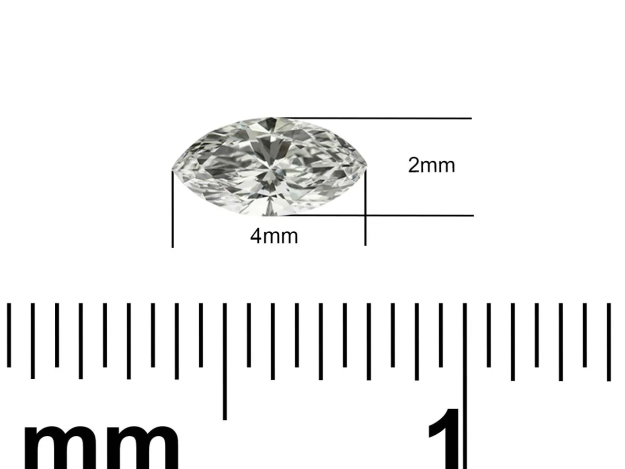 Lab Grown Diamond 0.08ct, Marquise Cut, D Colour Vs Clarity, 4x2mm