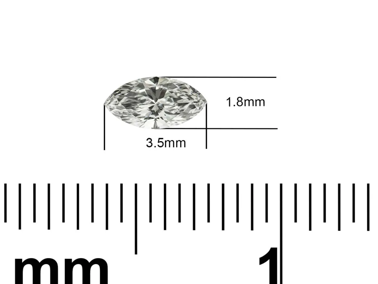 Lab Grown Diamond 0.06ct, Marquise Cut, D Colour Vs Clarity, 3.5x1.8mm