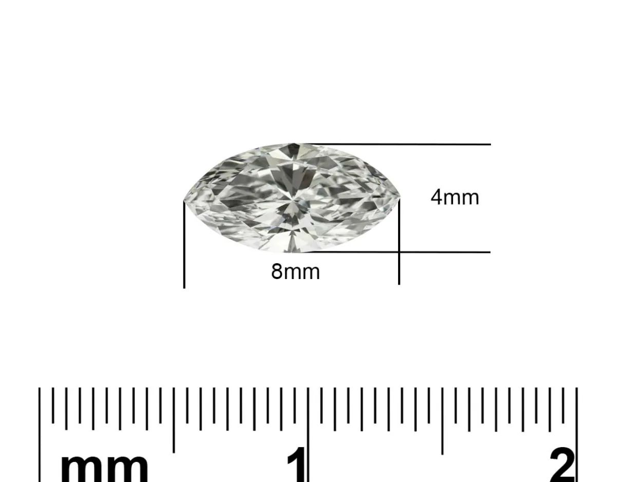 Lab Grown Diamond 0.50ct, Marquise Cut, D Colour Vs Clarity, 8x4mm