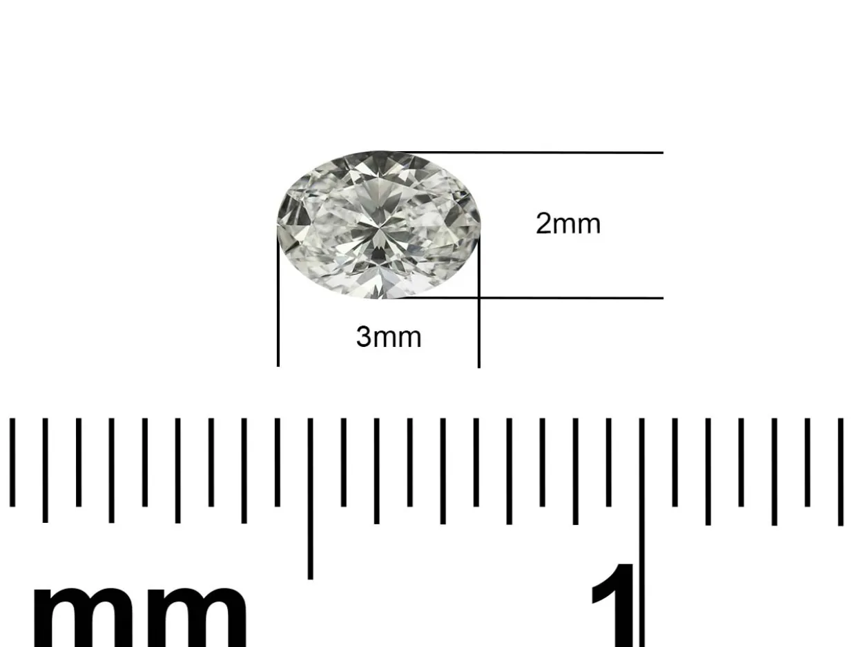 Lab Grown Diamond 0.06ct, Oval Cut, D Colour Vs Clarity, 3x2mm