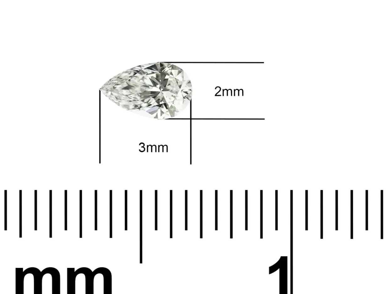 Lab Grown Diamond 0.04ct, Pear Cut, D Colour Vs Clarity, 3x2mm