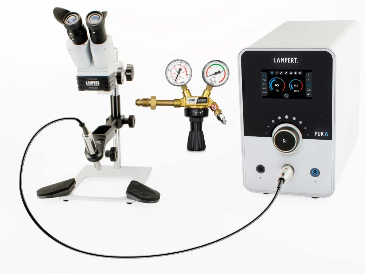Lampert PUK 6.1 TIG Welder With Sm6 X10 Magnification Microscope And Argon Regulator