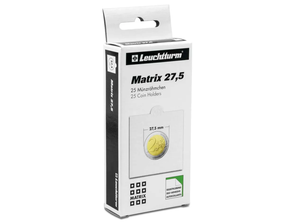 Leuchtturm Self Adhesive White Coin Holders Size 27.5mm Pack of 25
