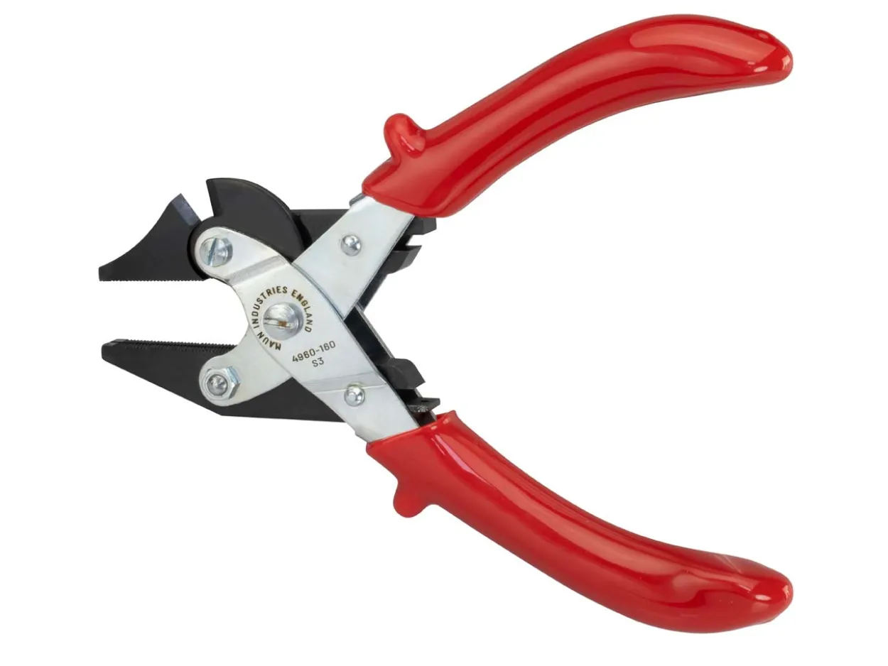 Maun Flat Nose With Side Cutter 160mm/6.5" Parallel Action, With Serrated Jaws, For Hard Wire