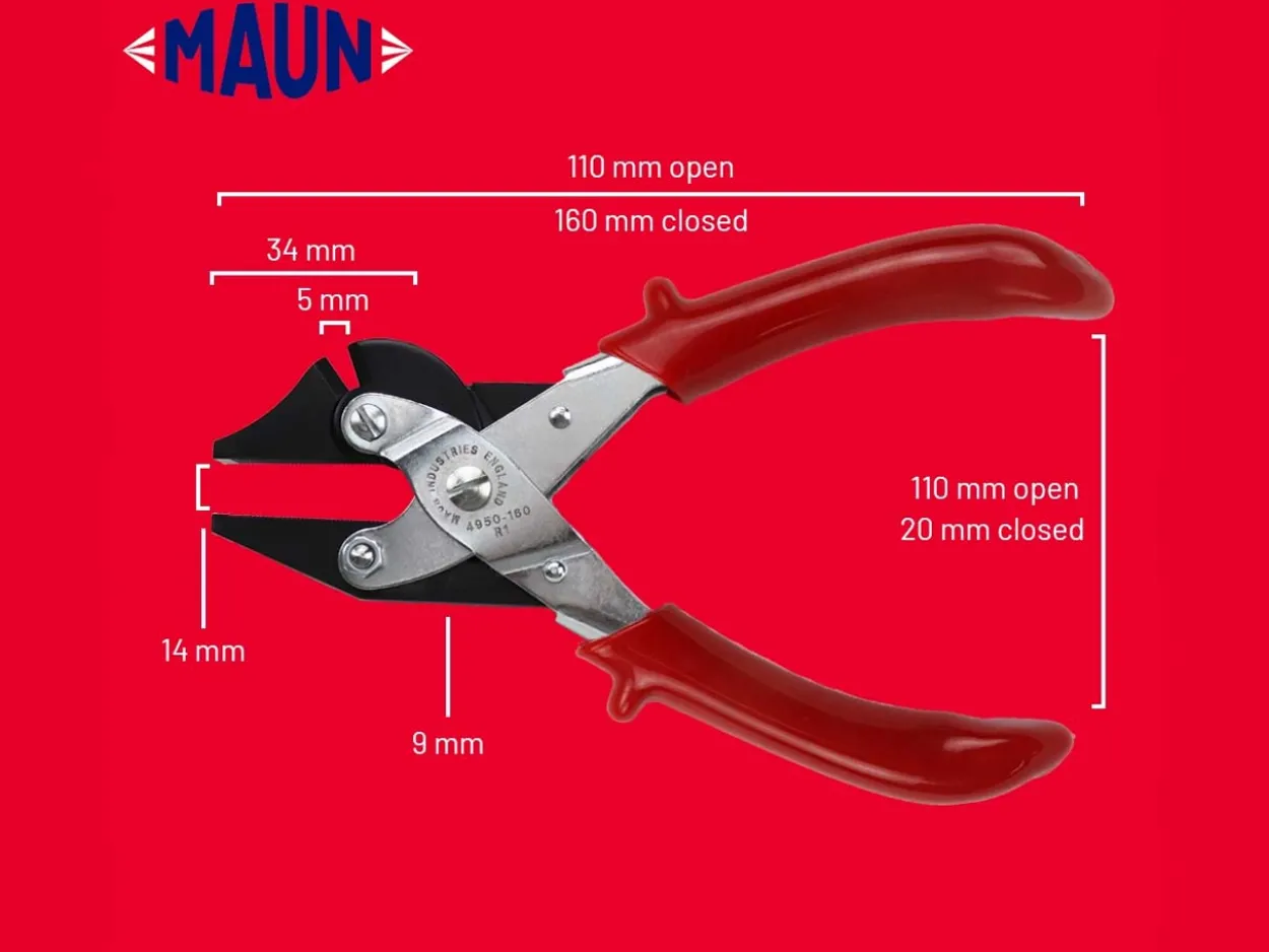 Maun Flat Nose With Side Cutter 160mm/6.5" Parallel Action, With Serrated Jaws, For Hard Wire