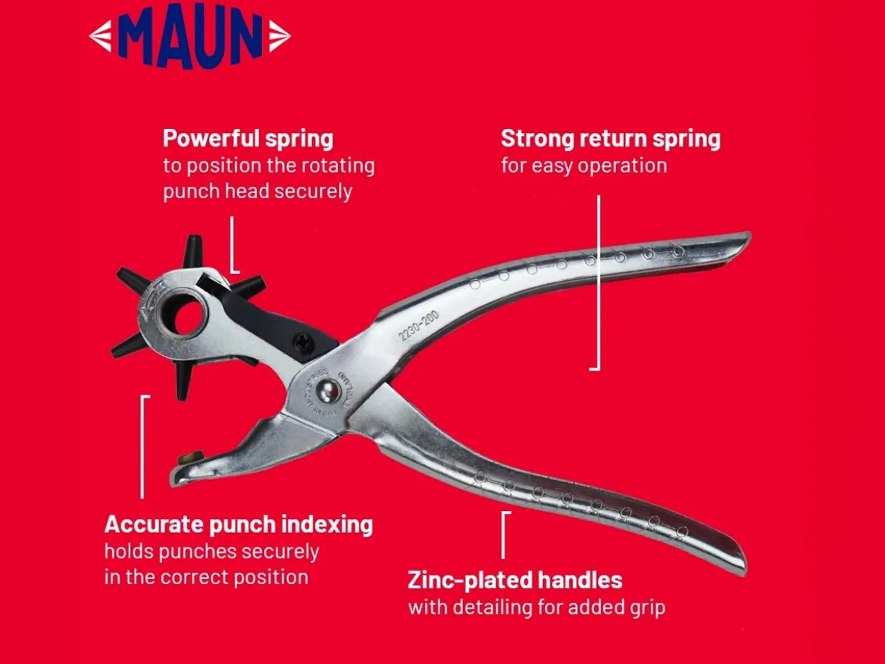 Maun Revolving Punch Pliers 210mm/8" Parallel Action, With 6 Punches