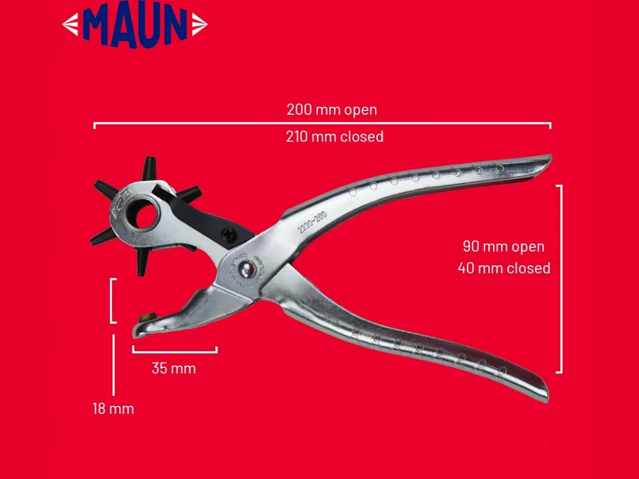 Maun Revolving Punch Pliers 210mm/8" Parallel Action, With 6 Punches