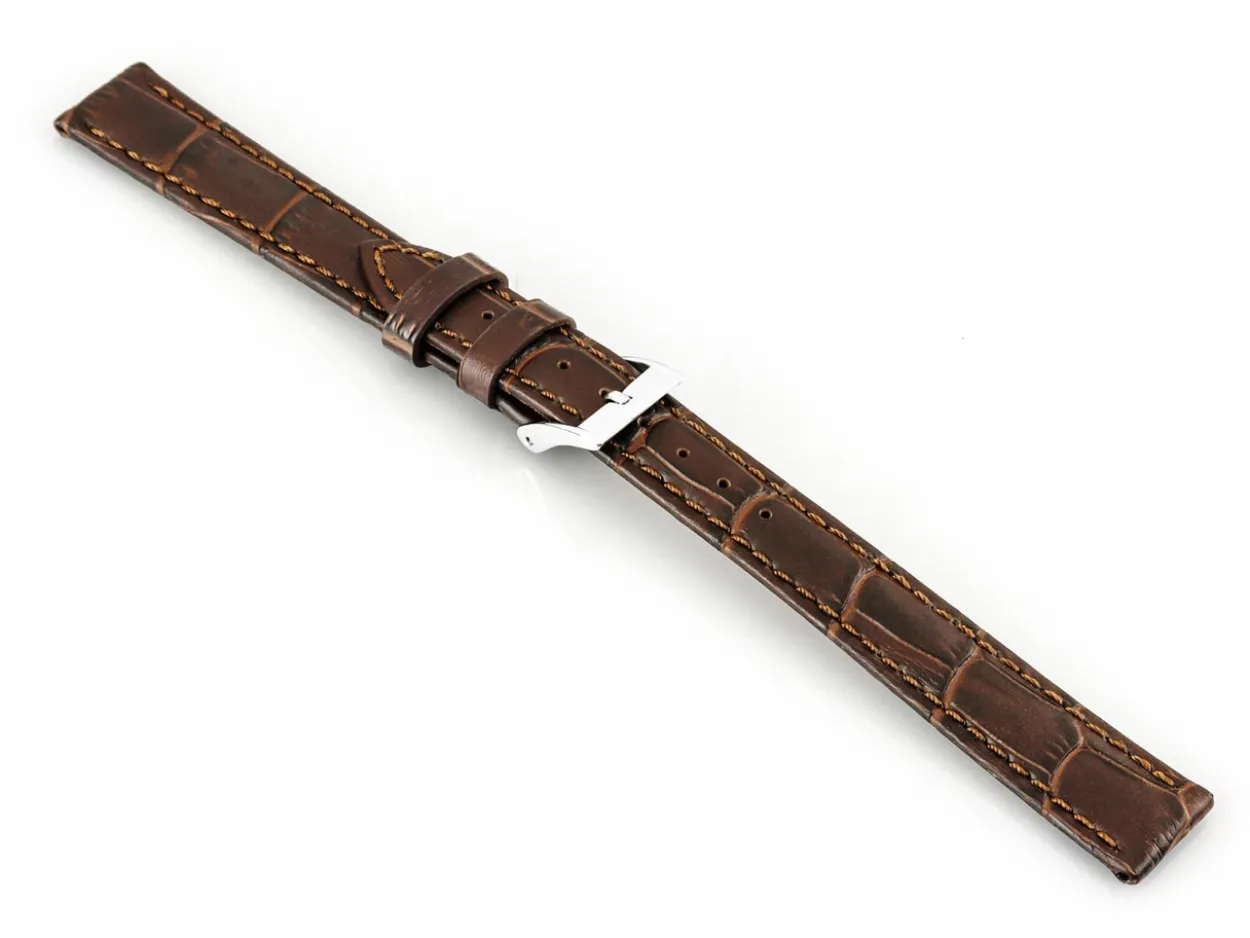Medium Brown Italian Genuine Crocodile Watch Strap, 18mm