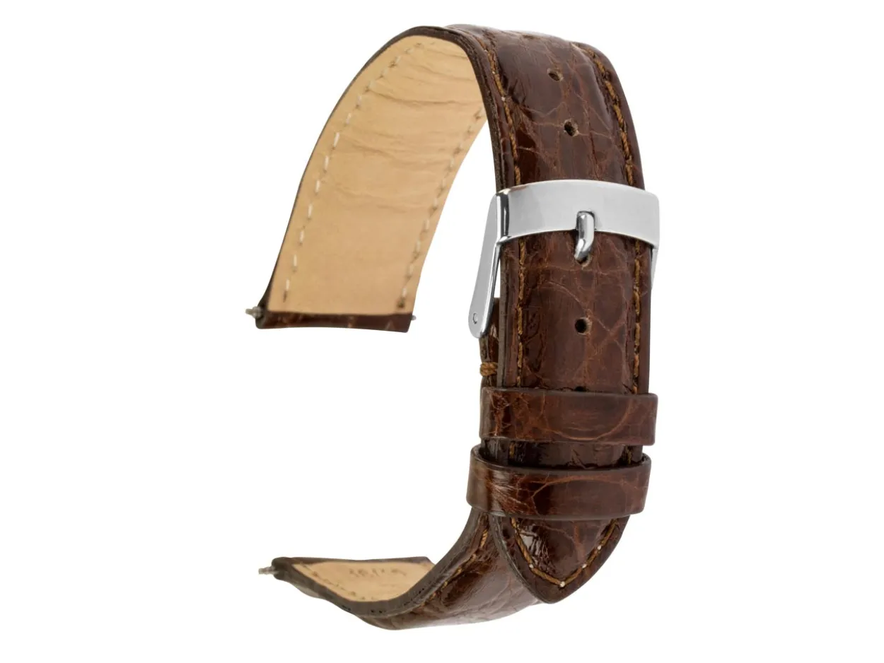 Medium Brown Italian Genuine Crocodile Watch Strap, 20mm