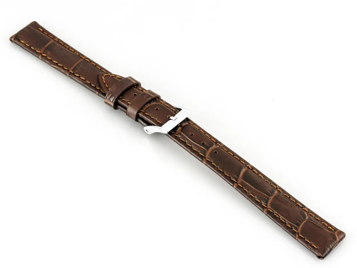 Medium Brown Italian Genuine Crocodile Watch Strap, 20mm