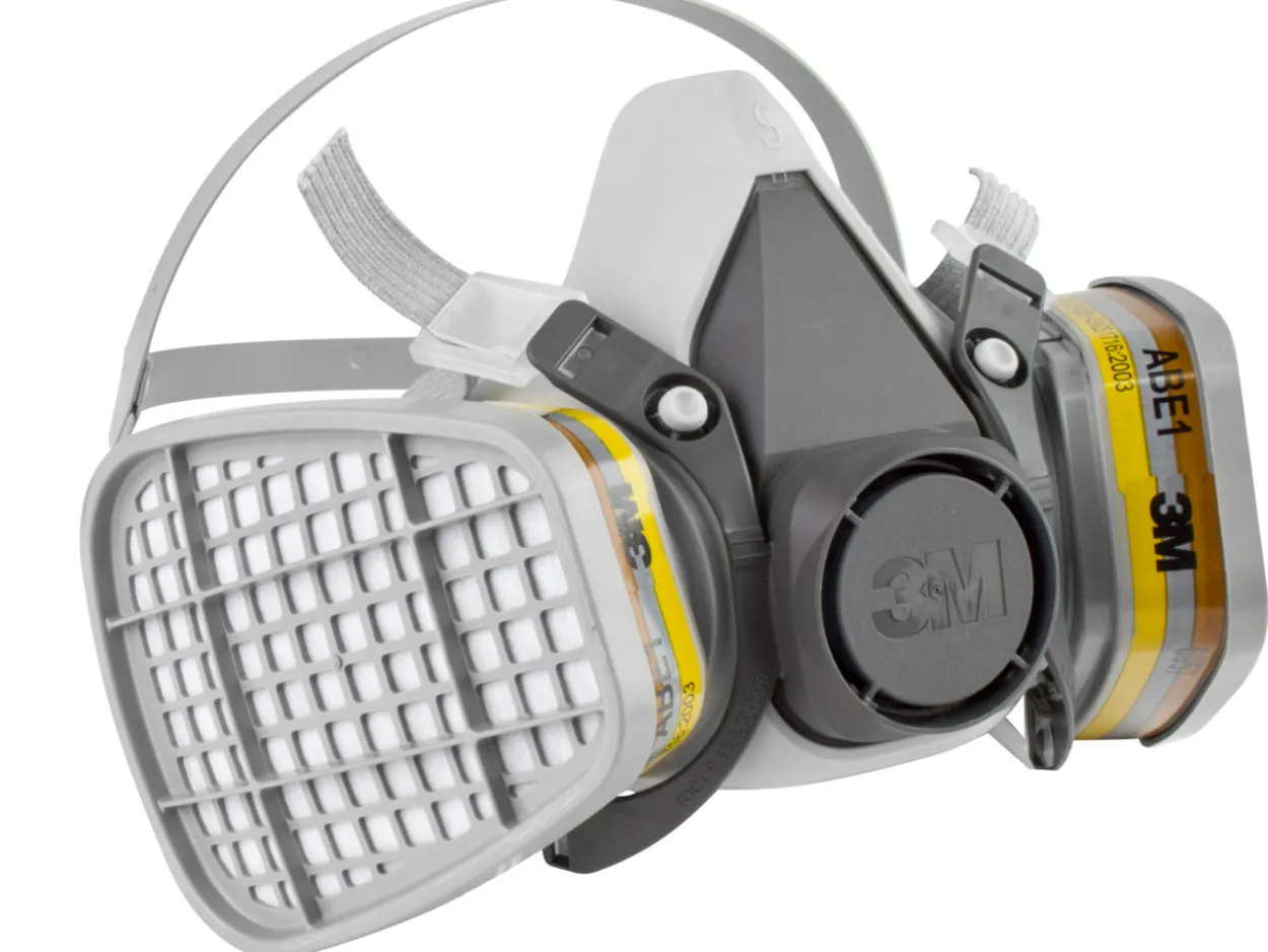 3M Half Face Mask 6100s With 2x 6057 Abe1 Filters Pack