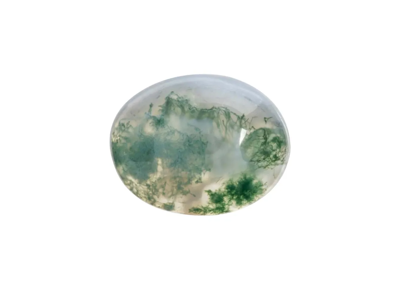 Moss Agate, Oval Cabochon 10x8mm