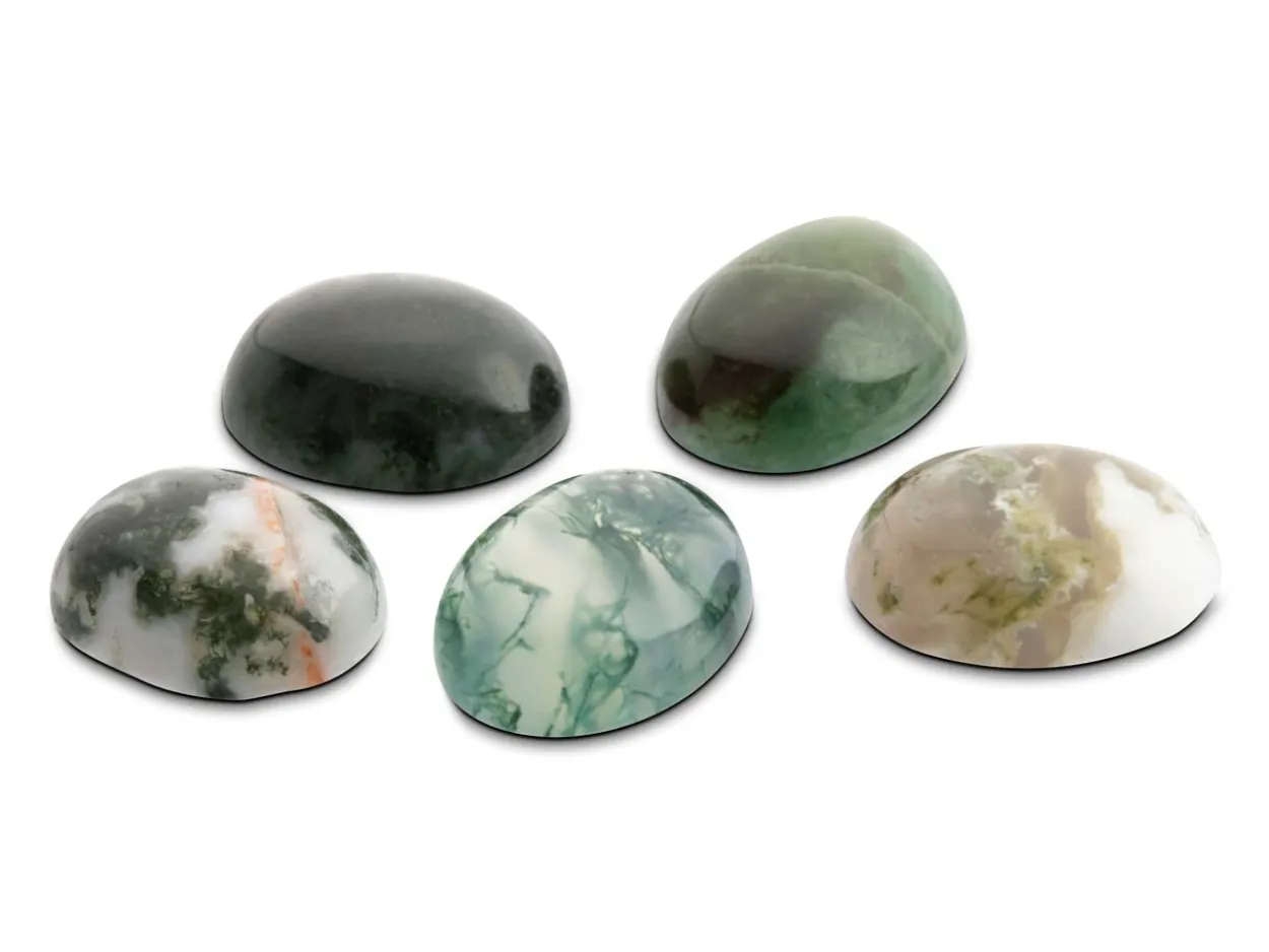 Moss Agate, Oval Cabochon 10x8mm
