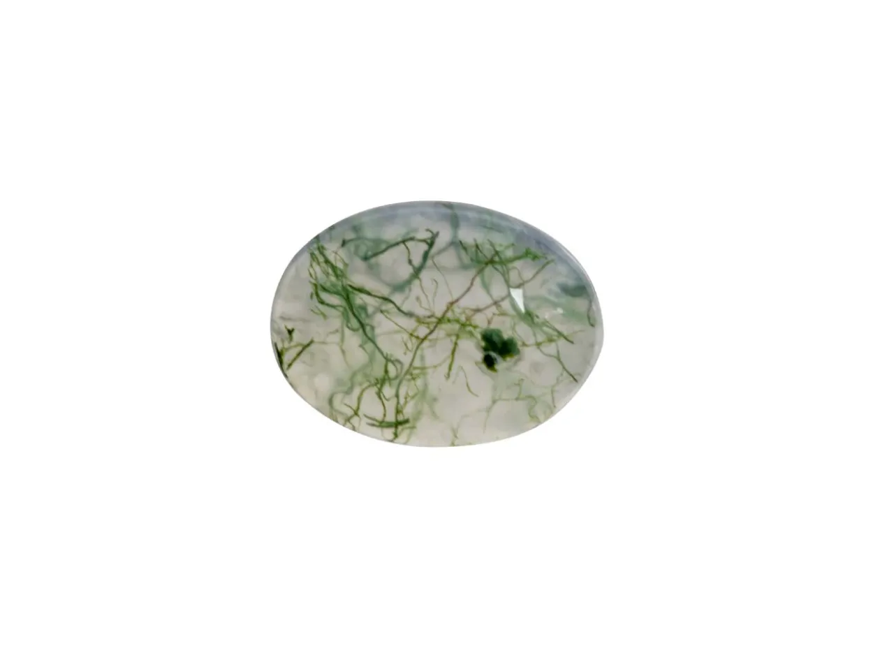 Moss Agate, Oval Cabochon 8x6mm