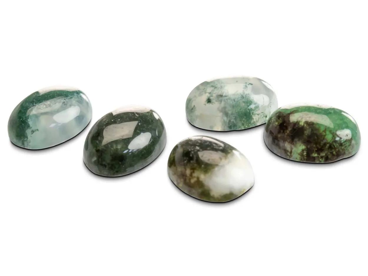 Moss Agate, Oval Cabochon 8x6mm