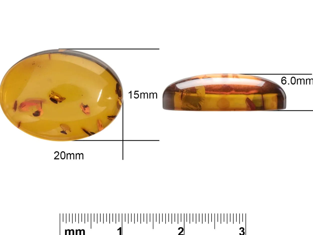 Natural Amber, Oval Cabochon, 20x15mm