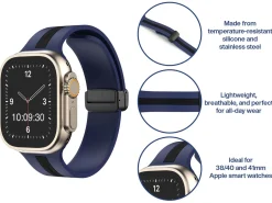 Navy And Black Dual Tone Silicone Strap For Apple Watch, Compatible With 38/40/41mm Models