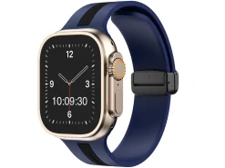 Navy And Black Dual Tone Silicone Strap For Apple Watch, Compatible With 42/44/45/49mm Models
