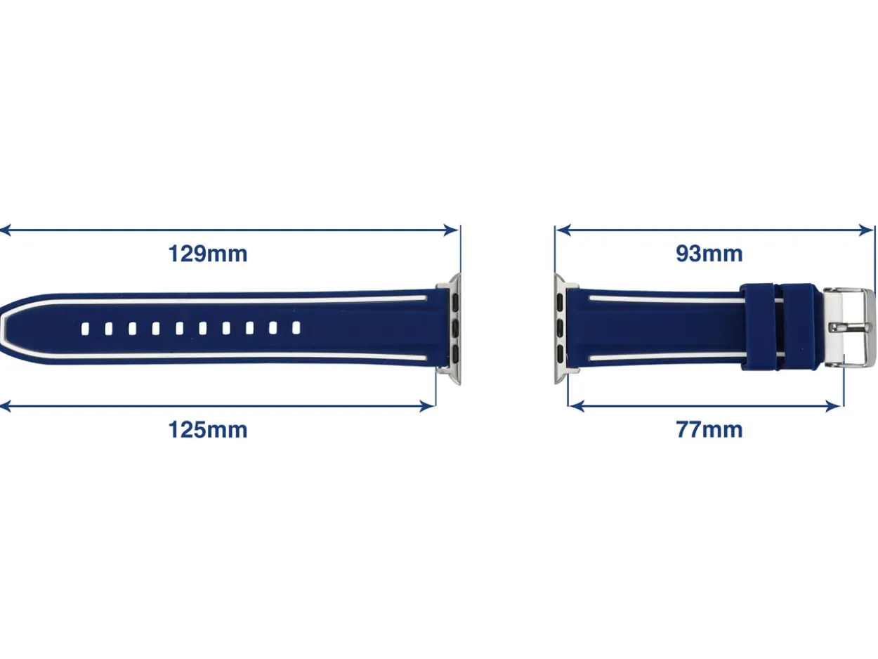 Navy And White Dual Tone Silicone Strap For Apple Watch, Compatible With 42/44/45/49mm Models