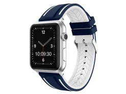Navy And White Dual Tone Silicone Strap For Apple Watch, Compatible With 38/40/41mm Models
